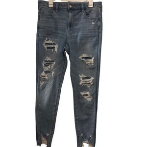 AE 360 Next Level‎ American Eagle Women's Jeans Sz 14 Stretch Distressed